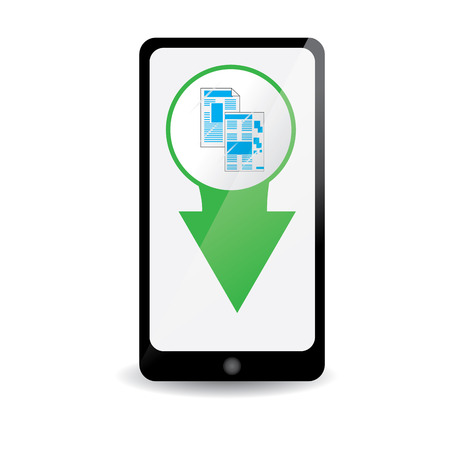Isolated cellphone with an e-book icon on a white backgroundのイラスト素材