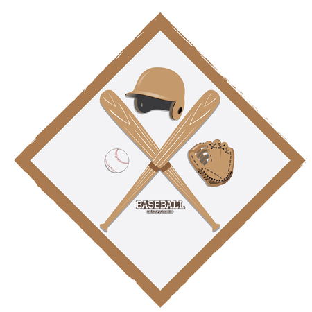 Isolated baseball emblem with baseball elements and textのイラスト素材