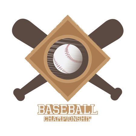 Isolated baseball emblem with a pair of bats and textのイラスト素材