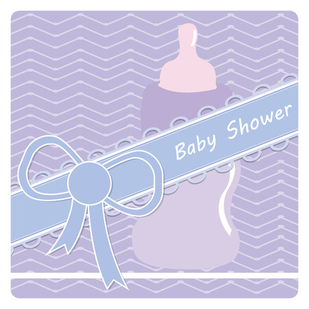 Colored background with text and a baby bottle for baby showersのイラスト素材