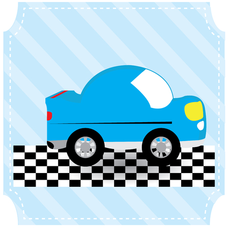 Isolated car toy on a blue striped backgroundのイラスト素材