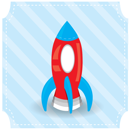 Isolated rocket toy on a blue textured backgroundのイラスト素材