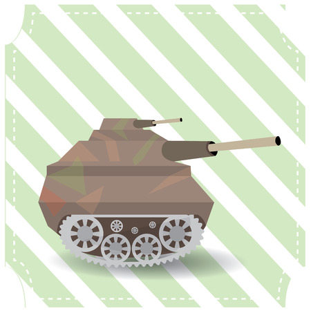 Isolated tank toy on a green textured backgroundのイラスト素材