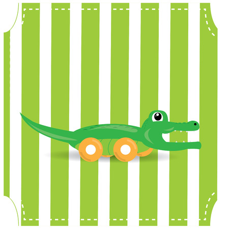 Isolated crocodile toy on a green textured backgroundのイラスト素材