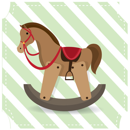 Isolated wooden horse on a green textured backgroundのイラスト素材