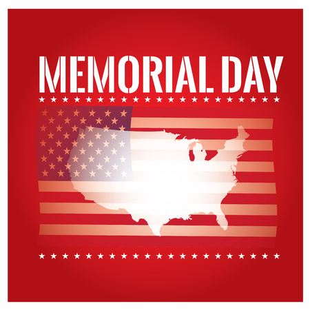 Colored background with text, the american flag and map for memorial dayのイラスト素材