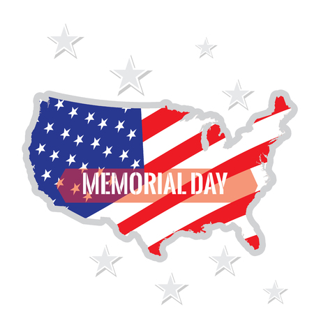 Isolated american map on a white background with text and stars for memorial dayのイラスト素材