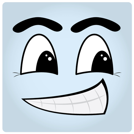 Blue background with an abstract happy faceのイラスト素材