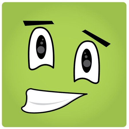 Green background with an abstract happy faceのイラスト素材