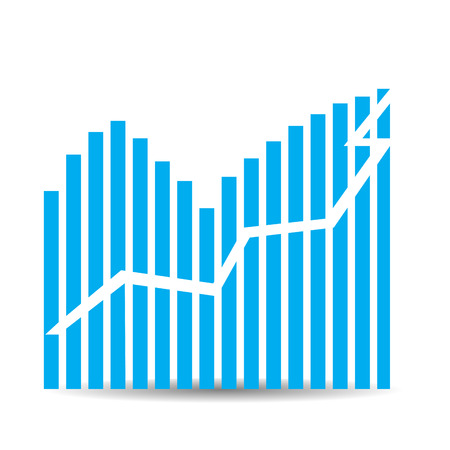 Isolated business graph with an arrow and bars on a white backgroundのイラスト素材