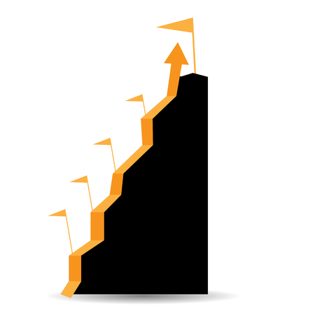 Isolated business graph with an arrow and a goalのイラスト素材