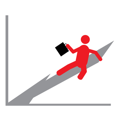 Isolated business graph with an arrow and a businessmanのイラスト素材