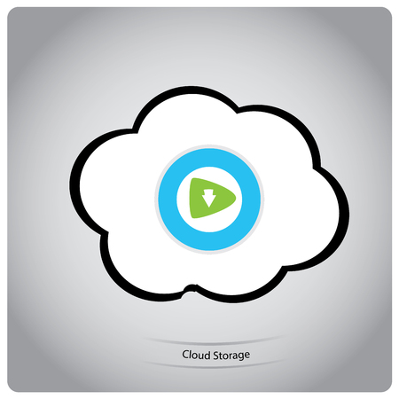 Isolated cloud with a play button and text on a grey backgroundのイラスト素材