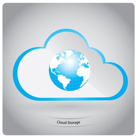 Isolated cloud with an icon of our planet and text on a grey backgroundのイラスト素材