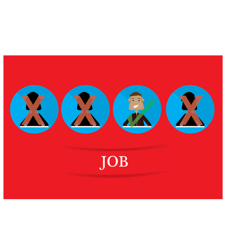 Red background with text and people for job searchのイラスト素材