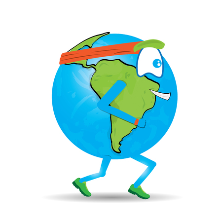 Isolated planet earth running on a white backgroundのイラスト素材