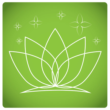 Green background with an isolated lotus flowerのイラスト素材