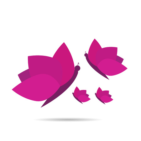Group of silhouettes of butterflies on a white backgroundのイラスト素材
