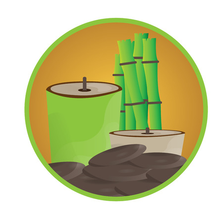 Isolated sticker with stones, a pair of candles and bambooのイラスト素材
