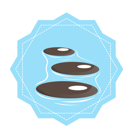 Isolated blue sticker with a group of stones on a white backgroundのイラスト素材