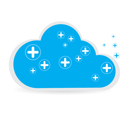 Isolated cloud with some "add" buttons on a white backgroundのイラスト素材