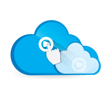 Isolated cloud with a play button on a white backgroundのイラスト素材