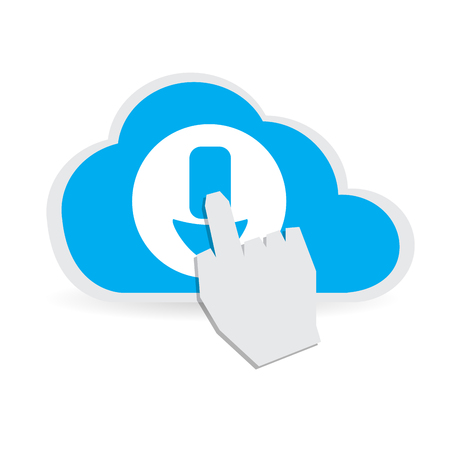 Isolated cloud with a download button on a white backgroundのイラスト素材