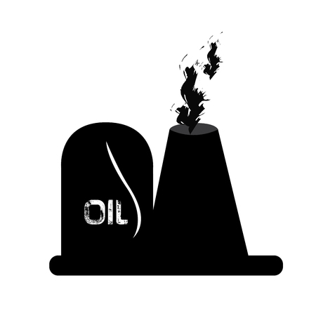 Isolated oil refinery silhouette on a white backgroundのイラスト素材