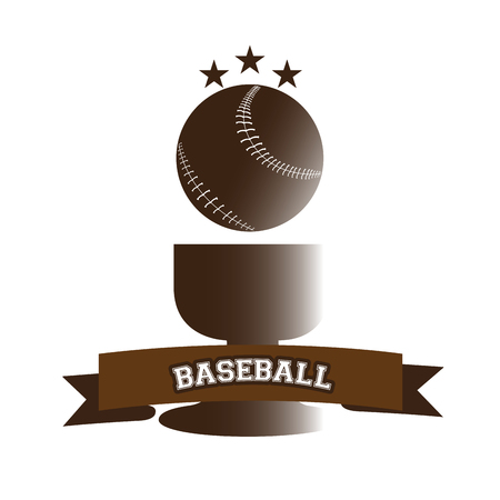 Isolated trophy with a baseball ball and a ribbon with textのイラスト素材
