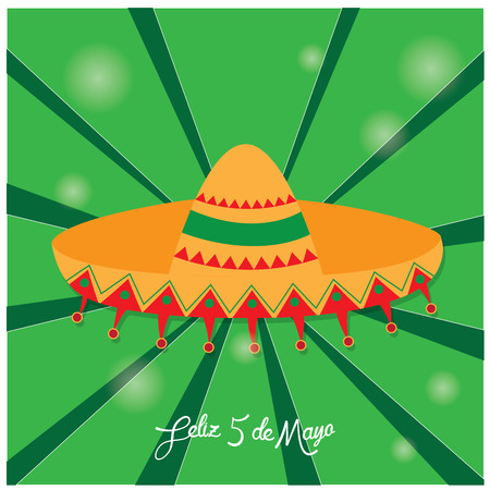 Colored background with text and a traditional hatのイラスト素材