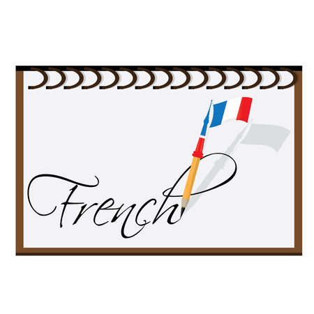 Isolated book with text and a pencil with the french flagのイラスト素材