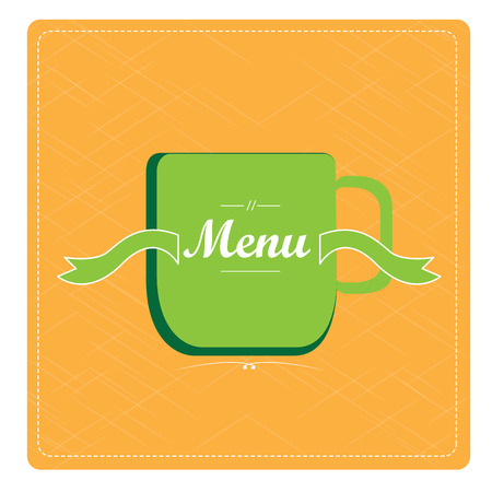 Isolated coffee mug icon on a textured background with a ribbon with textのイラスト素材