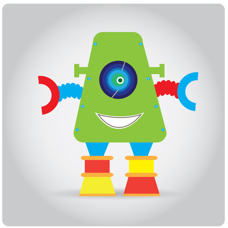 Isolated colored robot toy on a white backgroundのイラスト素材