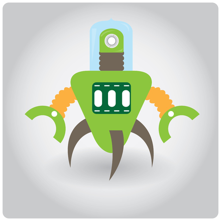 Isolated colored robot toy on a white backgroundのイラスト素材