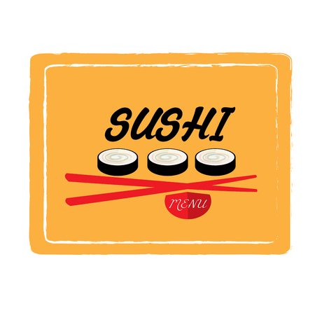 Isolated menu design with chopsticks and sushiのイラスト素材