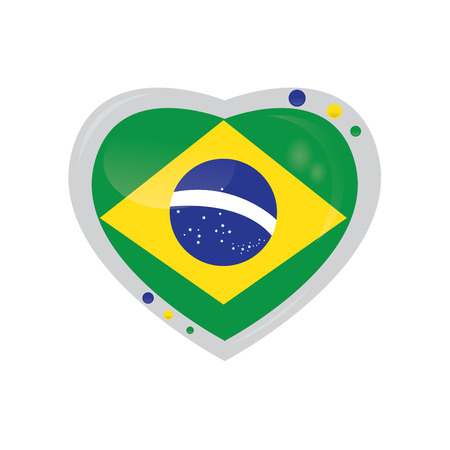 Isolated heart shape with the brazilian flag on a white backgroundのイラスト素材