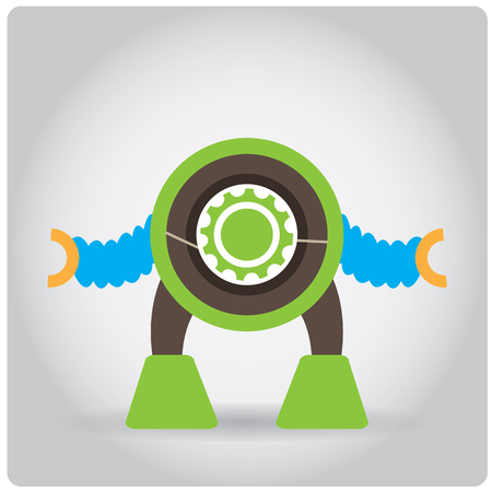 Isolated colored robot toy on a white backgroundのイラスト素材