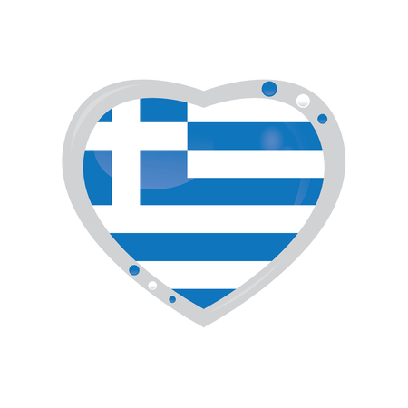 Isolated heart shape with the greek flag on a white backgroundのイラスト素材