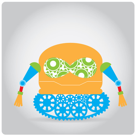 Isolated colored robot toy on a white backgroundのイラスト素材