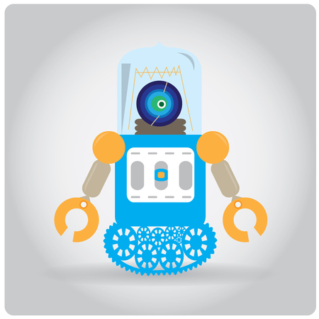 Isolated colored robot toy on a white backgroundのイラスト素材