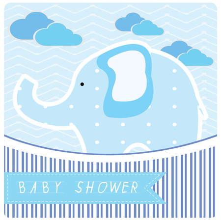 Colored background with an elephant icon and cloudsのイラスト素材