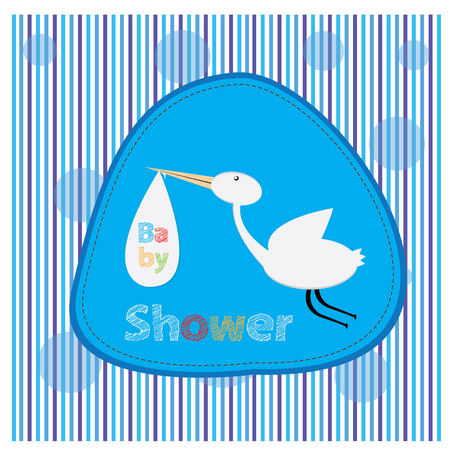 Isolated sticker with text and a stork on a textured backgroundのイラスト素材
