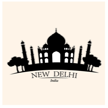 Isolated skyline of New Delhi on a colored backgroundのイラスト素材