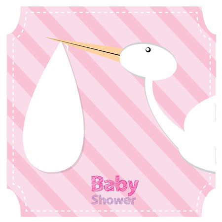 Isolated stork on a colored background with textのイラスト素材