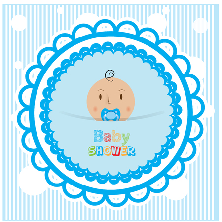 Isolated sticker with text and a baby icon on a colored backgroundのイラスト素材