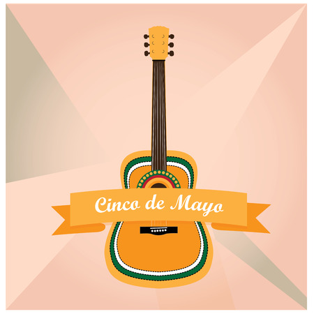 Isolated guitar and a ribbon with text on a textured background