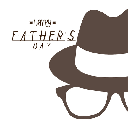 White background with text, a hat and glasses for father's day celebrationsのイラスト素材