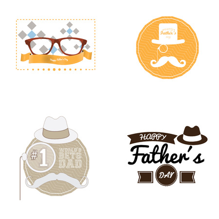 Set of backgrounds and banners with text and different icons for father's day celebrationsのイラスト素材