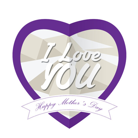 Isolated heart with a texture, text and a ribbon for mother's day celebrationsのイラスト素材
