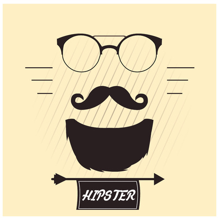 White background with text and silhouettes of glasses, a beard and a mustacheのイラスト素材